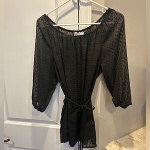 Jennifer Lopez Sheer Black polka Dot Top Medium